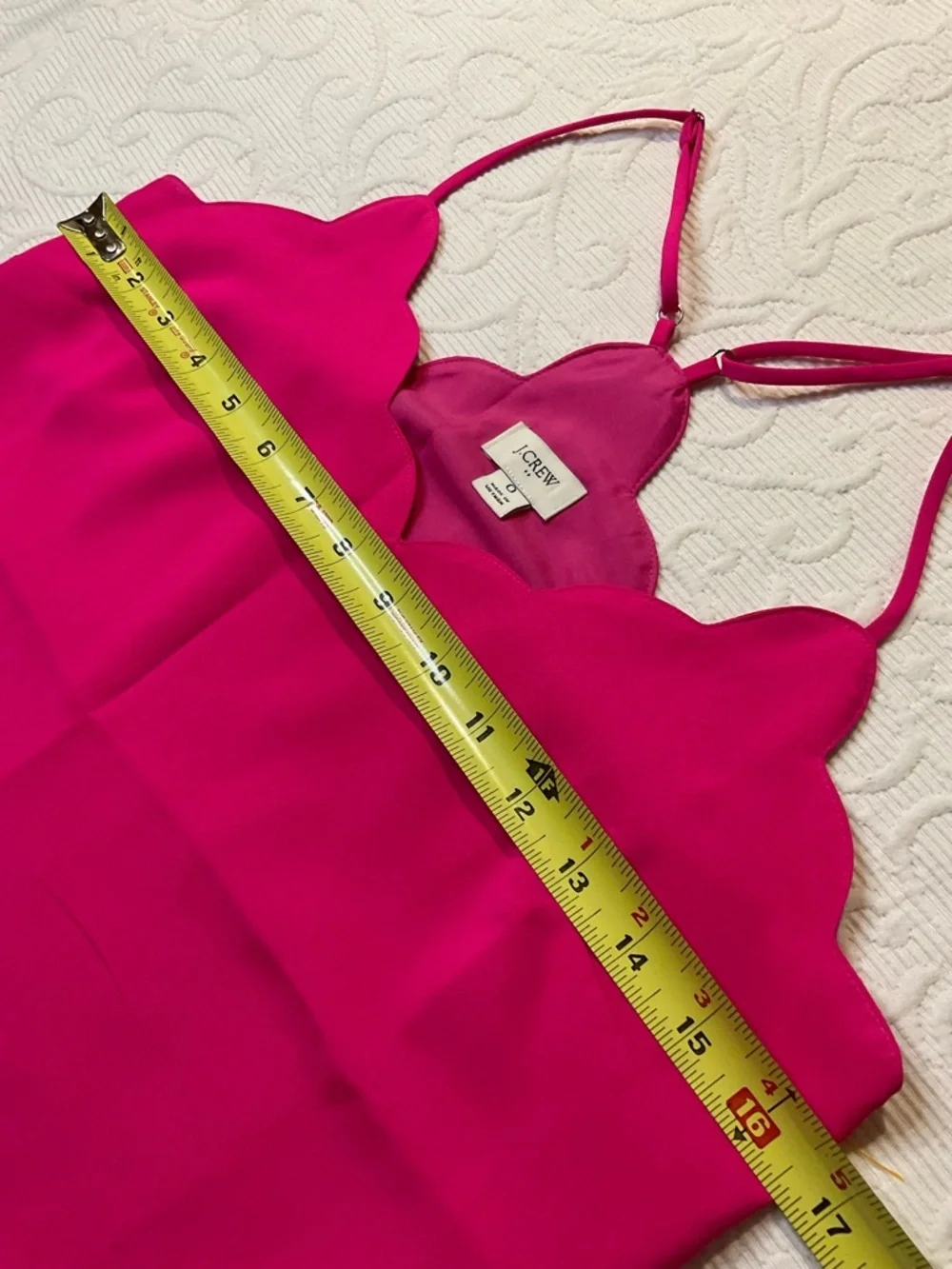 J. Crew Scalloped Halter Top in Fuchsia Pink. Size 0. Summer Vacation NWOT